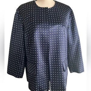 Pendleton Blazer Jacket Midnight Blue Silk Blend Graphic Dot No Close size 20W
